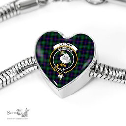 Scottish Calder Modern Clan Tartan Bracelet - Heart Shape Pendant Scottish Plaid Tartan Plaid