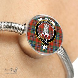Scottish Maclean Of Duart Ancient Clan Tartan Bracelet - Round Shape Pendant Scottish Plaid Tartan Plaid