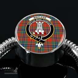 Scottish Maclean Of Duart Ancient Clan Tartan Bracelet - Round Shape Pendant Scottish Plaid Tartan Plaid