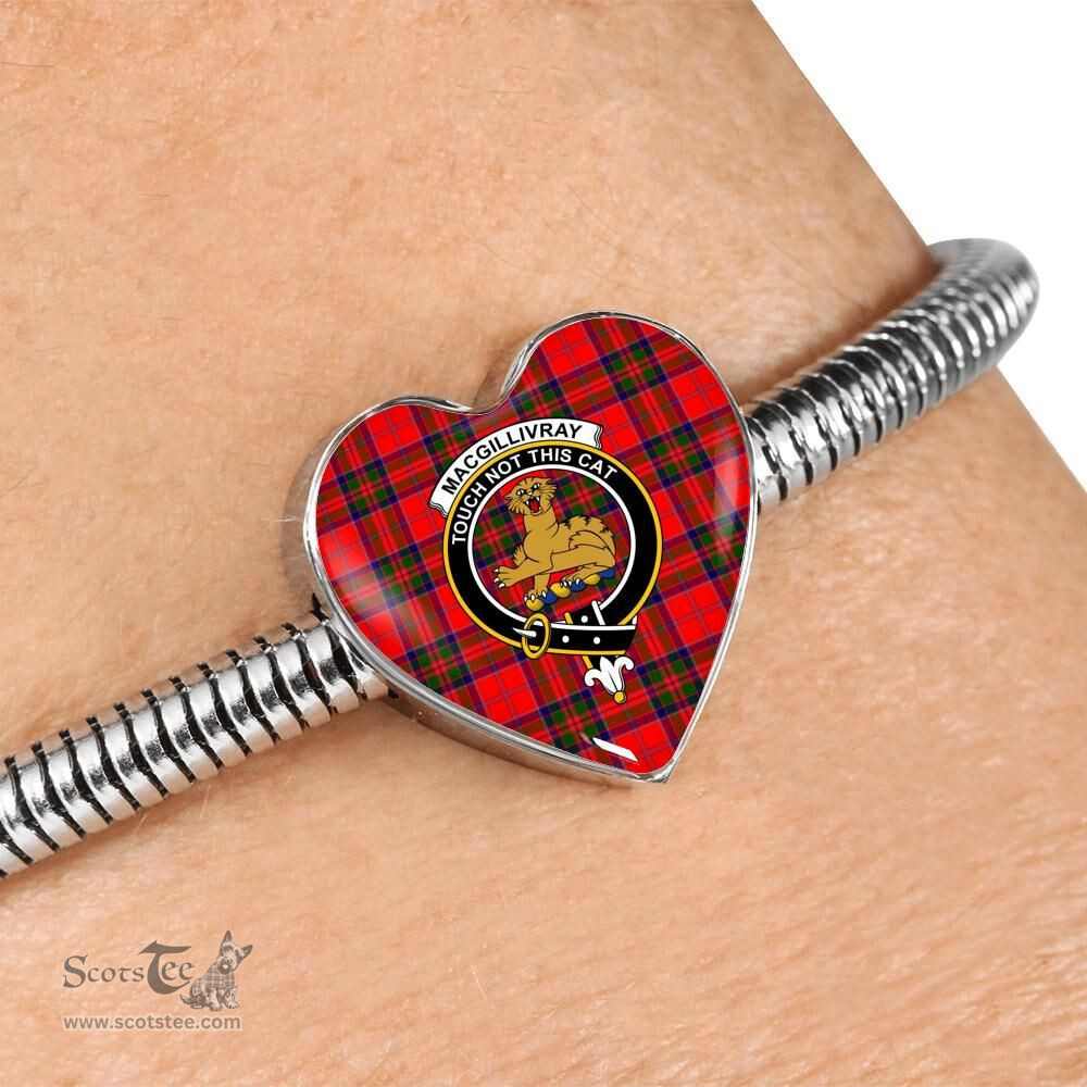 Scottish Macgillivray Modern Clan Tartan Bracelet - Heart Shape Pendant Scottish Plaid Tartan Plaid