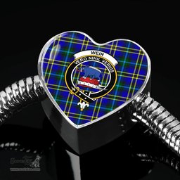 Scottish Weir Modern Clan Tartan Bracelet - Heart Shape Pendant Scottish Plaid Tartan Plaid