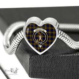 Scottish Maclellan Modern Clan Tartan Bracelet - Heart Shape Pendant Scottish Plaid Tartan Plaid