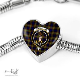 Scottish Maclellan Modern Clan Tartan Bracelet - Heart Shape Pendant Scottish Plaid Tartan Plaid