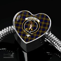 Scottish Maclellan Modern Clan Tartan Bracelet - Heart Shape Pendant Scottish Plaid Tartan Plaid