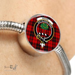 Scottish Hog Clan Tartan Bracelet - Round Shape Pendant Scottish Plaid Tartan Plaid