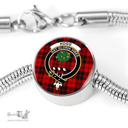 Scottish Hog Clan Tartan Bracelet - Round Shape Pendant Scottish Plaid Tartan Plaid