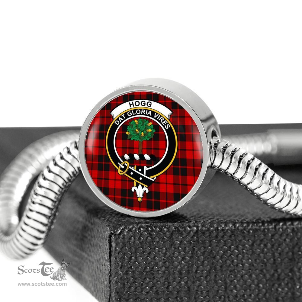 Scottish Hog Clan Tartan Bracelet - Round Shape Pendant Scottish Plaid Tartan Plaid