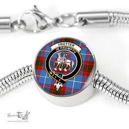 Scottish Trotter Clan Tartan Bracelet - Round Shape Pendant Scottish Plaid Tartan Plaid