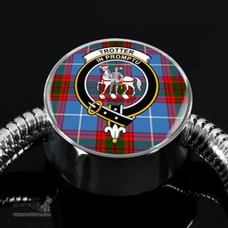 Scottish Trotter Clan Tartan Bracelet - Round Shape Pendant Scottish Plaid Tartan Plaid