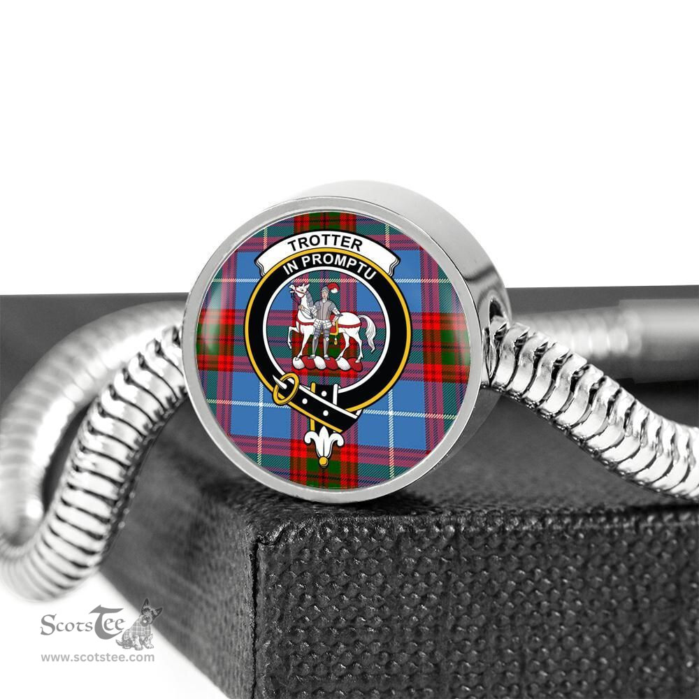 Scottish Trotter Clan Tartan Bracelet - Round Shape Pendant Scottish Plaid Tartan Plaid