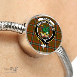 Scottish Seton Hunting Modern Clan Tartan Bracelet - Round Shape Pendant Scottish Plaid Tartan Plaid