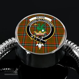 Scottish Seton Hunting Modern Clan Tartan Bracelet - Round Shape Pendant Scottish Plaid Tartan Plaid