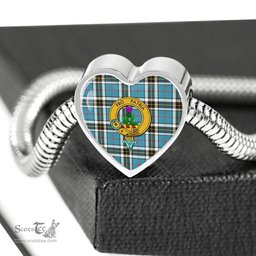 Scottish Thomson Clan Tartan Bracelet - Heart Shape Pendant Scottish Plaid Tartan Plaid
