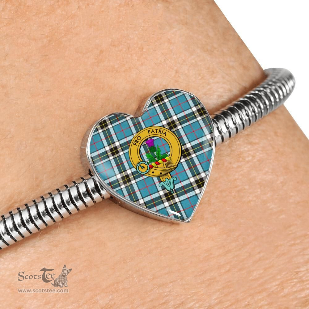 Scottish Thomson Clan Tartan Bracelet - Heart Shape Pendant Scottish Plaid Tartan Plaid