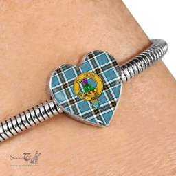Scottish Thomson Clan Tartan Bracelet - Heart Shape Pendant Scottish Plaid Tartan Plaid