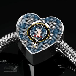 Scottish Napier Modern Clan Tartan Bracelet - Heart Shape Pendant Scottish Plaid Tartan Plaid