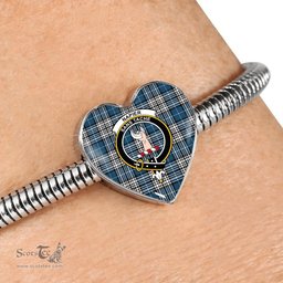 Scottish Napier Modern Clan Tartan Bracelet - Heart Shape Pendant Scottish Plaid Tartan Plaid