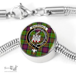 Scottish Macdonald Of Clan Ranald Clan Tartan Bracelet - Round Shape Pendant Scottish Plaid Tartan Plaid