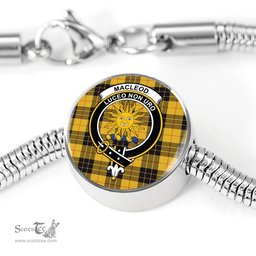 Scottish Macleod Of Lewis Ancient Clan Tartan Bracelet - Round Shape Pendant Scottish Plaid Tartan Plaid