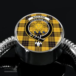 Scottish Macleod Of Lewis Ancient Clan Tartan Bracelet - Round Shape Pendant Scottish Plaid Tartan Plaid