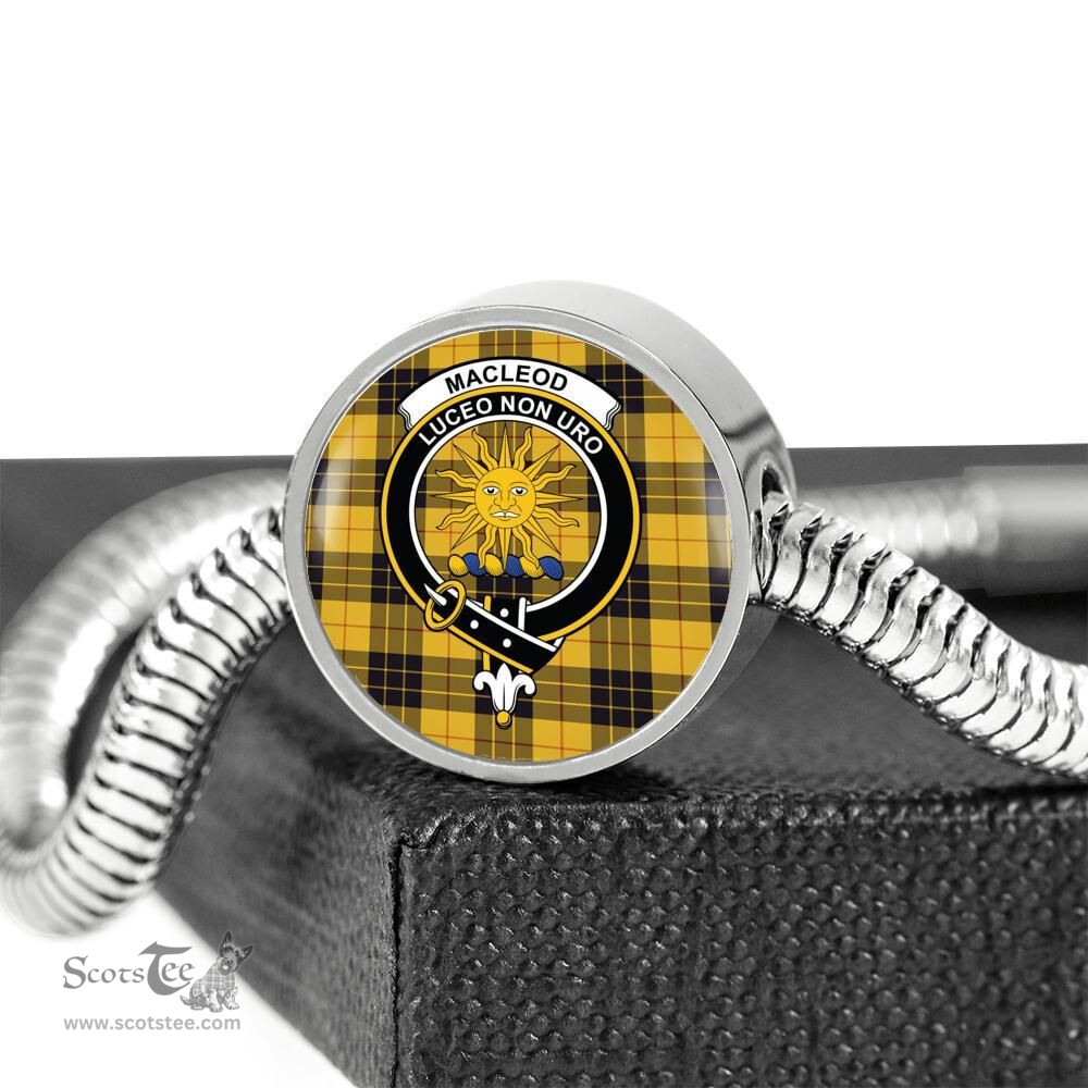 Scottish Macleod Of Lewis Ancient Clan Tartan Bracelet - Round Shape Pendant Scottish Plaid Tartan Plaid