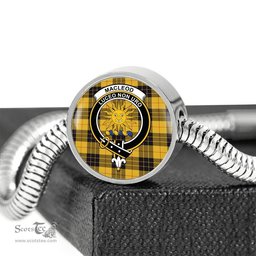 Scottish Macleod Of Lewis Ancient Clan Tartan Bracelet - Round Shape Pendant Scottish Plaid Tartan Plaid