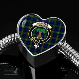 Scottish Macewan Clan Tartan Bracelet - Heart Shape Pendant Scottish Plaid Tartan Plaid