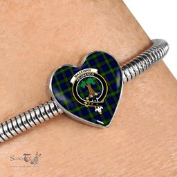 Scottish Macewan Clan Tartan Bracelet - Heart Shape Pendant Scottish Plaid Tartan Plaid
