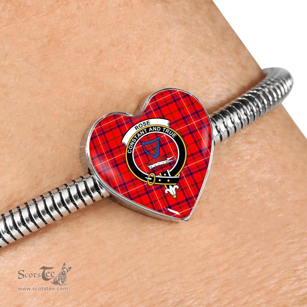 Scottish Rose Clan Tartan Bracelet - Heart Shape Pendant Scottish Plaid Tartan Plaid