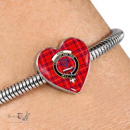 Scottish Rose Clan Tartan Bracelet - Heart Shape Pendant Scottish Plaid Tartan Plaid