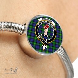 Scottish Meldrum Clan Tartan Bracelet - Round Shape Pendant Scottish Plaid Tartan Plaid