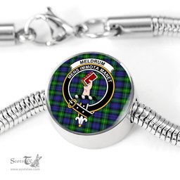 Scottish Meldrum Clan Tartan Bracelet - Round Shape Pendant Scottish Plaid Tartan Plaid