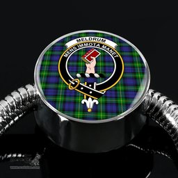 Scottish Meldrum Clan Tartan Bracelet - Round Shape Pendant Scottish Plaid Tartan Plaid