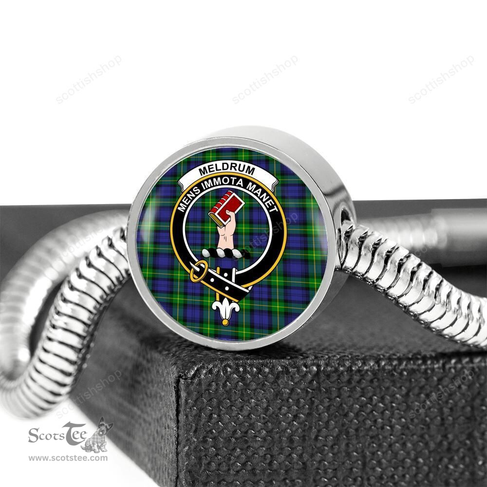 Scottish Meldrum Clan Tartan Bracelet - Round Shape Pendant Scottish Plaid Tartan Plaid