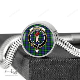Scottish Meldrum Clan Tartan Bracelet - Round Shape Pendant Scottish Plaid Tartan Plaid