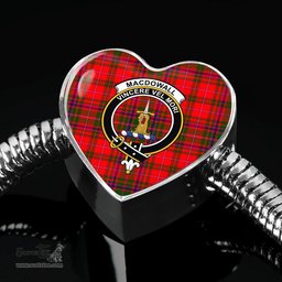 Scottish Macdowall Clan Tartan Bracelet - Heart Shape Pendant Scottish Plaid Tartan Plaid