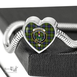 Scottish Fergusson Modern Clan Tartan Bracelet - Heart Shape Pendant Scottish Plaid Tartan Plaid