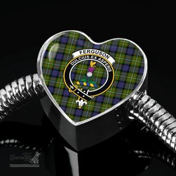 Scottish Fergusson Modern Clan Tartan Bracelet - Heart Shape Pendant Scottish Plaid Tartan Plaid