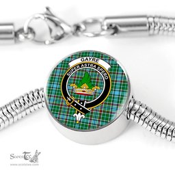 Scottish Gayre Clan Tartan Bracelet - Round Shape Pendant Scottish Plaid Tartan Plaid