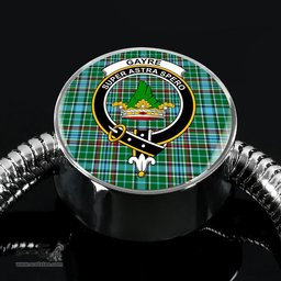 Scottish Gayre Clan Tartan Bracelet - Round Shape Pendant Scottish Plaid Tartan Plaid