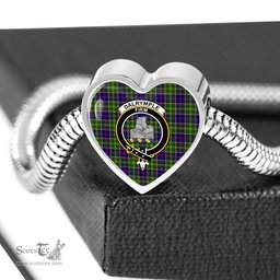 Scottish Dalrymple Clan Tartan Bracelet - Heart Shape Pendant Scottish Plaid Tartan Plaid