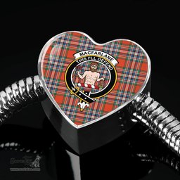 Scottish Macfarlane Ancient Clan Tartan Bracelet - Heart Shape Pendant Scottish Plaid Tartan Plaid