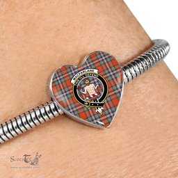 Scottish Macfarlane Ancient Clan Tartan Bracelet - Heart Shape Pendant Scottish Plaid Tartan Plaid