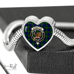 Scottish Bannatyne Clan Tartan Bracelet - Heart Shape Pendant Scottish Plaid Tartan Plaid