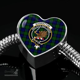 Scottish Bannatyne Clan Tartan Bracelet - Heart Shape Pendant Scottish Plaid Tartan Plaid