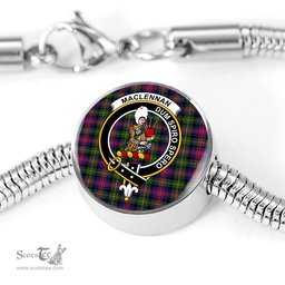 Scottish Maclennan Large Clan Tartan Bracelet - Round Shape Pendant Scottish Plaid Tartan Plaid