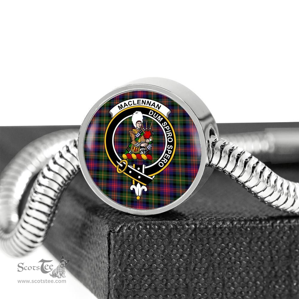 Scottish Maclennan Large Clan Tartan Bracelet - Round Shape Pendant Scottish Plaid Tartan Plaid