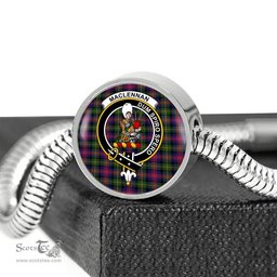 Scottish Maclennan Large Clan Tartan Bracelet - Round Shape Pendant Scottish Plaid Tartan Plaid