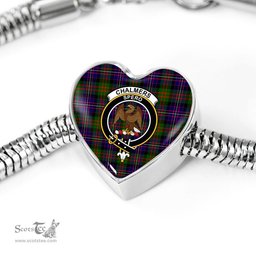 Scottish Chalmers Modern Clan Tartan Bracelet - Heart Shape Pendant Scottish Plaid Tartan Plaid