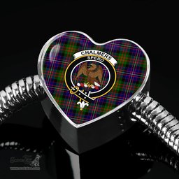 Scottish Chalmers Modern Clan Tartan Bracelet - Heart Shape Pendant Scottish Plaid Tartan Plaid